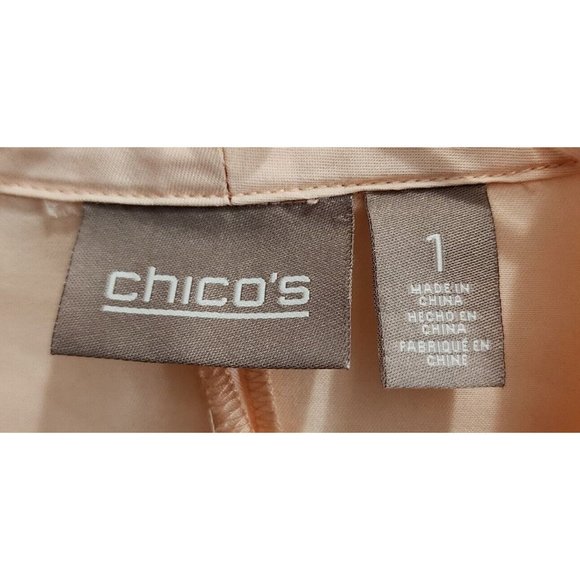 Chico's Women's Open Front Cardigan Jacket Roll Tab Sleeve Pink Lyocell Sz 1 (M) - Picture 3 of 13
